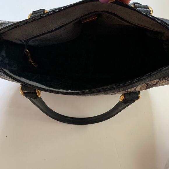Vintage Gucci Boston Navy Blue Gray Handbag Purse Satchel Authentic - Picture 13 of 15